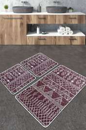 Mijölnir Juego de alfombrillas de baño Straordinario Djt - Rojo clarete y blanco